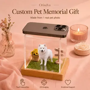 Personalized Acrylic Memory Display Box, Decorative Desktop Keepsake.Memorial Gift That Moves – Custom Pet Photo Display