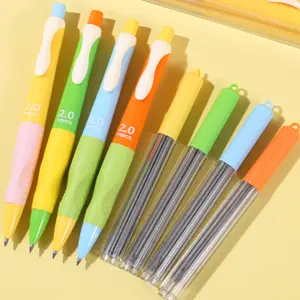 Set 4 three finger positioning pencils, colourful mixed design, click advance, 2.0mm, with mechanical pencil lead, smooth hard break, DIY study office writing draft correction posture correcting pencils