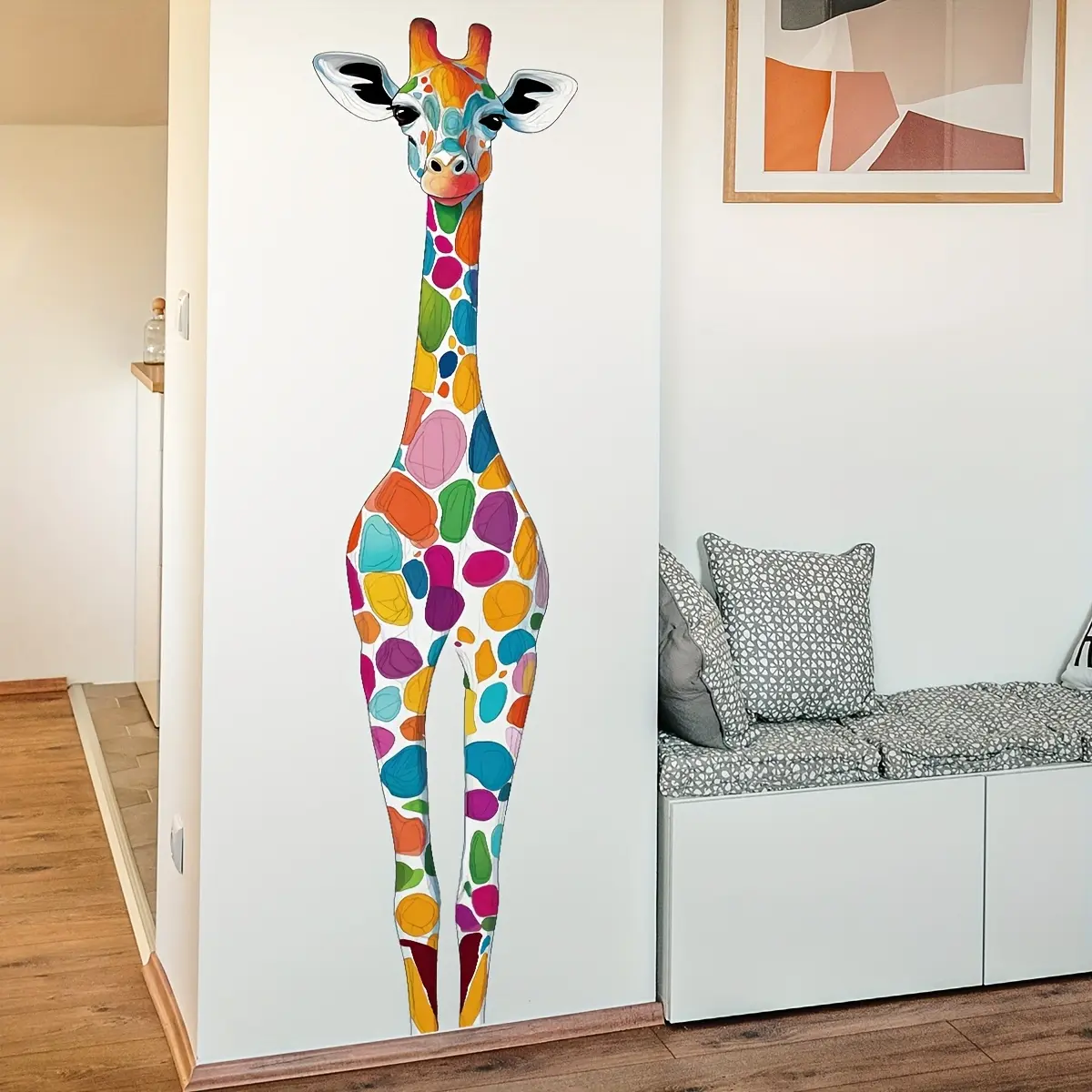 [Multicolor Giraffe Sticker] 1pc (30 X 90Cm) Multicolor Giraffe Wall Sticker Living Room Bedroom Bathroom Wall Decoration Self-Adhesive B16015-YJ