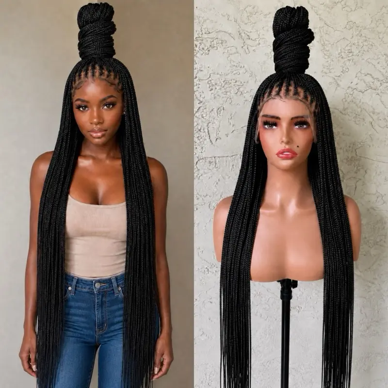 30” inches Full Kace Knotless Braided wig. Made with Full Lace Human Hair.