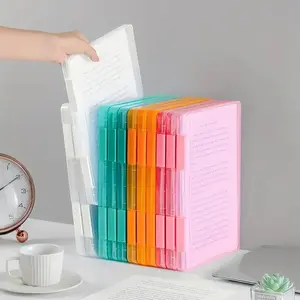 4pcs A4 Transparent Plastic File Boxes, Multi-Layer Portable Waterproof Storage Organizer, Files Organizer, Durable for Office School Home, Includes Theme Labels