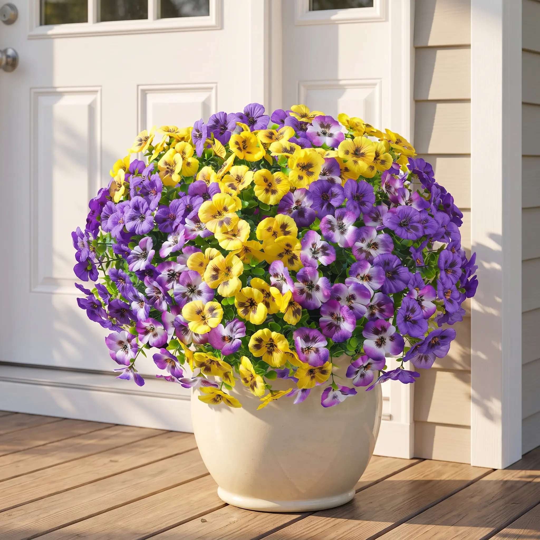 DIY Fall Porch Magic!  12PC Faux Pansies – UV Resistant Artificial Flowers for Outdoor Planters. Perfect with Pumpkins, Mums & Cornstalks. Cold-Proof Silk Flower Bundles for Autumn Halloween & Winter Curb Appeal! #FallDecor #TikTokMadeMeBuyIt #PorchGoals