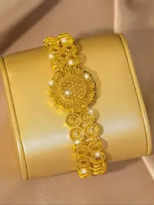 Geometric Pattern Bracelet, Adjustable Tennis Jewelry, Copper Plated 24k Women's Accessory, Perfect Gift for Friends & Special Occasions