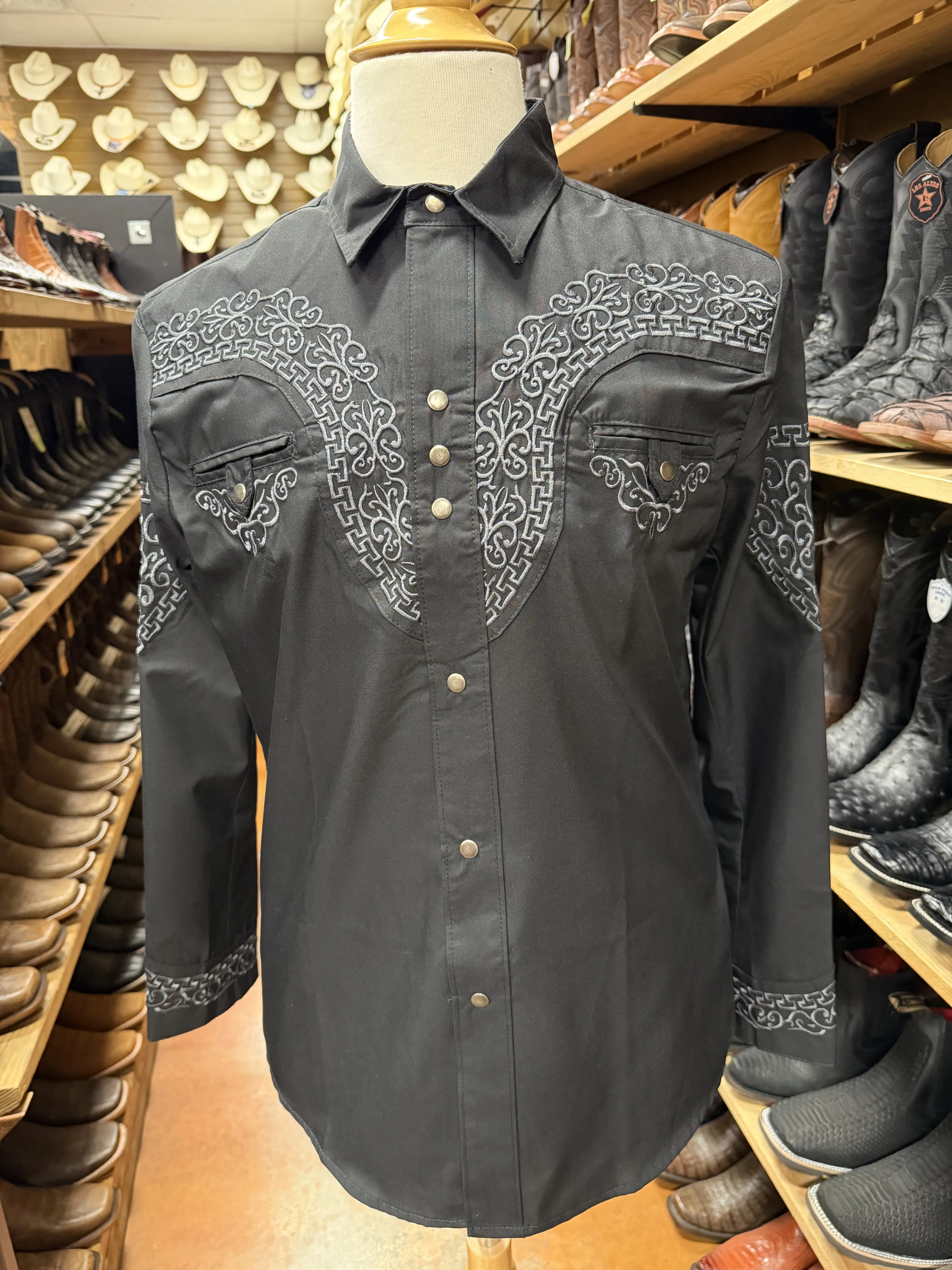 Camisa Charra – Camisa Charra Tradicional ( Black / Gray )