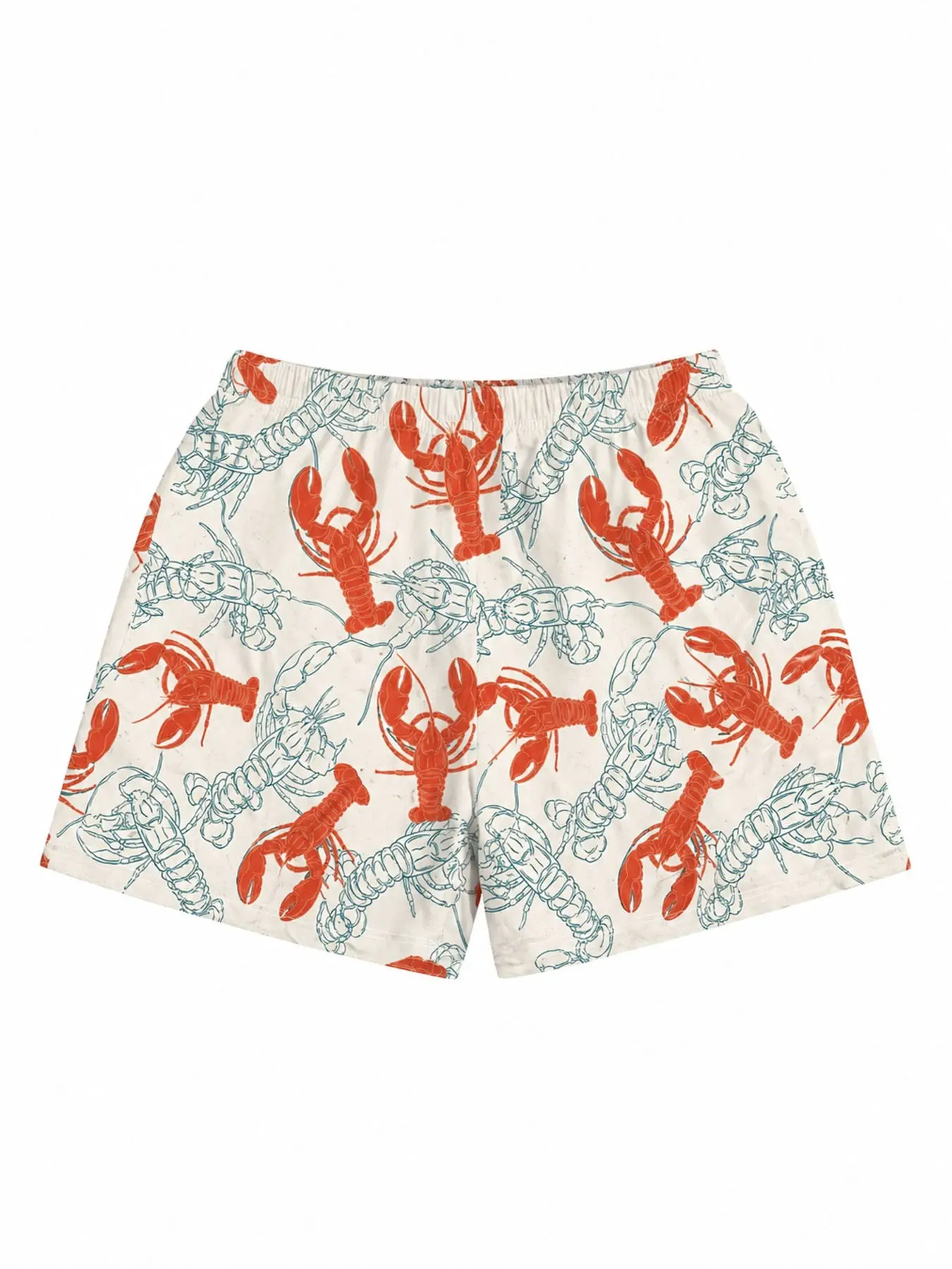 Women's Blue Lobster Digital Print Loose-Fit Shorts, Comfortable Casual All-Seasons Wear, Versatile Home & Outdoor Short Pants, Daily Shorts