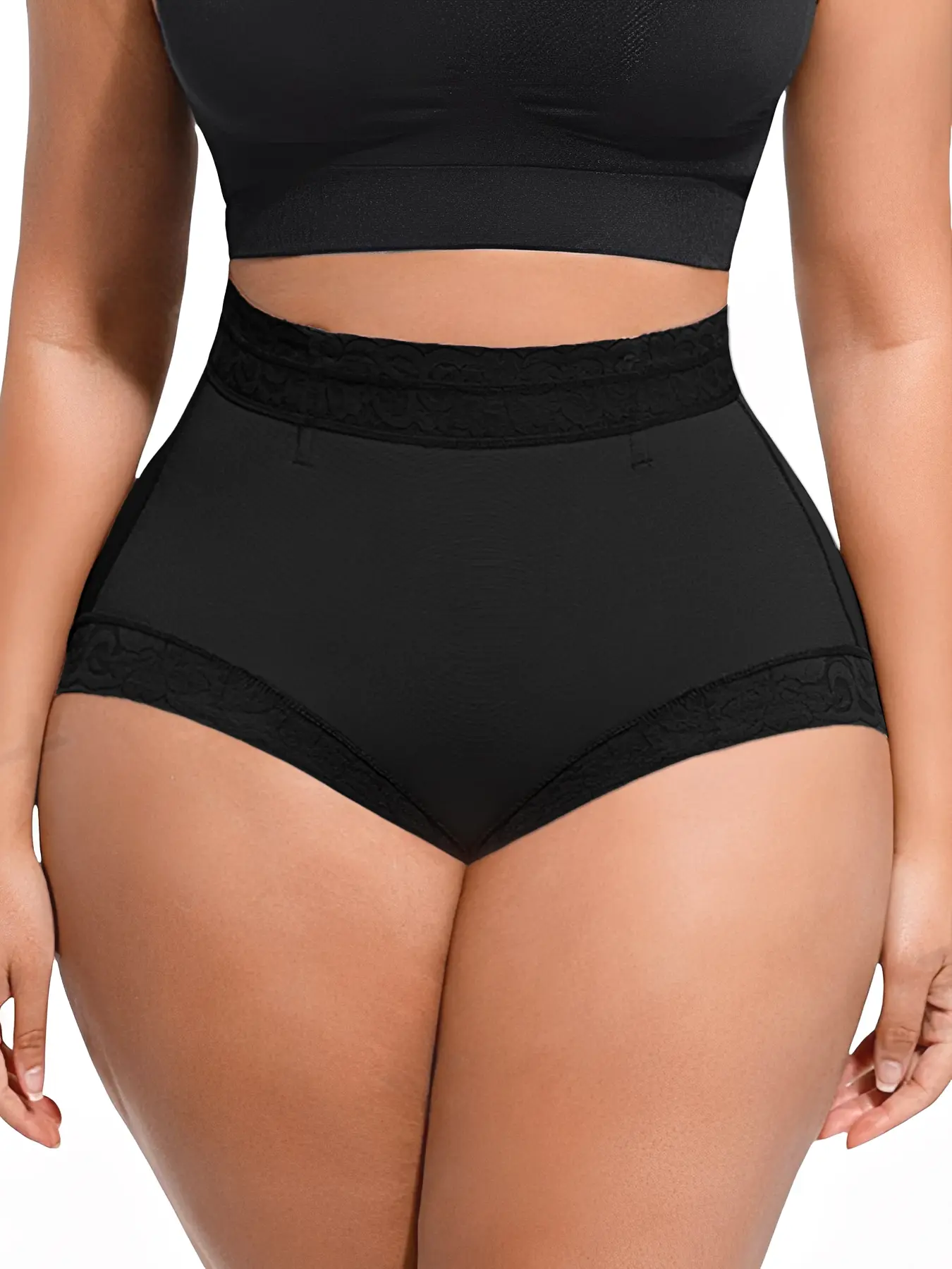 Women High Waist Lace Trim Padded Butt Lifter Shapewear Panties, Tummy Control Hip Enhancer Invisible Booty Lift Underwear, Slim Body Shaping Underpants for Dress, Wedding, Dating, Party Daily Wear