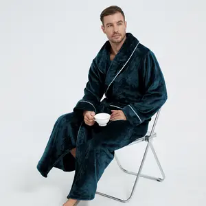 2025 Viral Fall Winter Plus-Size Flannel Robe! Cozy Coral Fleece Couples Bathrobe – Perfect for Post-Shower Lounging, Weekend Mornings & Holiday Netflix Nights. Warm American Vibe!