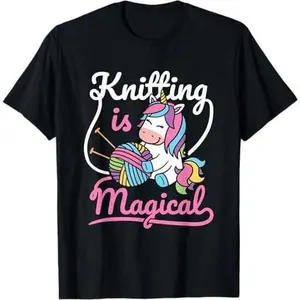 Knitting Unicorn Slogan Yarn Women Graphic T-Shirt