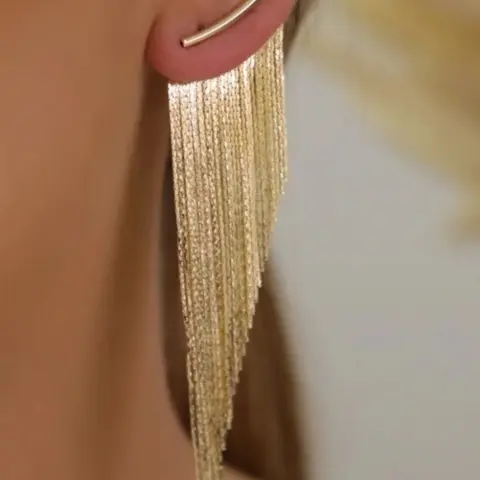 Fashionable Fringe Drop Earrings, Versatile Earrings, Shiny Women's Daily Party Accessories, Elegant Geometric Design, Perfect Holiday Gift, Fashion Jewelry Party, Bohemian Earrings, Fall Trendy Jewelry, Chain Earrings