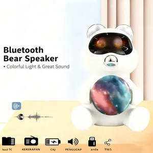 Desktop/living room bear-shaped Bluetooth speaker, 2.0 channel stereo sound, built-in rechargeable battery, perfect for desks and children's rooms, an excellent Christmas gift choice.