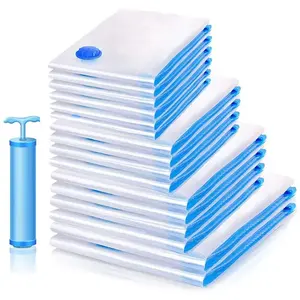 20-Pack Vacuum Storage Bags with Hand Pump, 5-Size Smart System (Jumbo, Large, Medium, Small) – Dual Seal Double Zipper, Stay-On Clip, Organiser Kit with Compartments, Traditional Space Saver for Travel & Moving, Ideal for Clothes & Blankets,summervibes