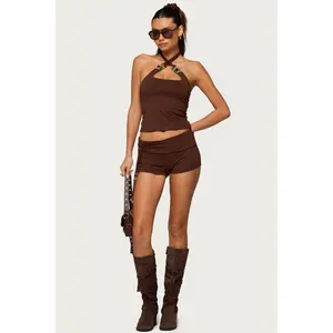 Thia Ruched Bead Foldover Shorts