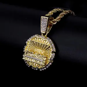 MaxBling81 Last Supper Jesus Hip Hop Style Gold Silver Plated Cubic Zirconia Pendant with 4mm 24 in Rope Chain Bling Necklace, Daily Unisex Costume Jewelry for Men Women