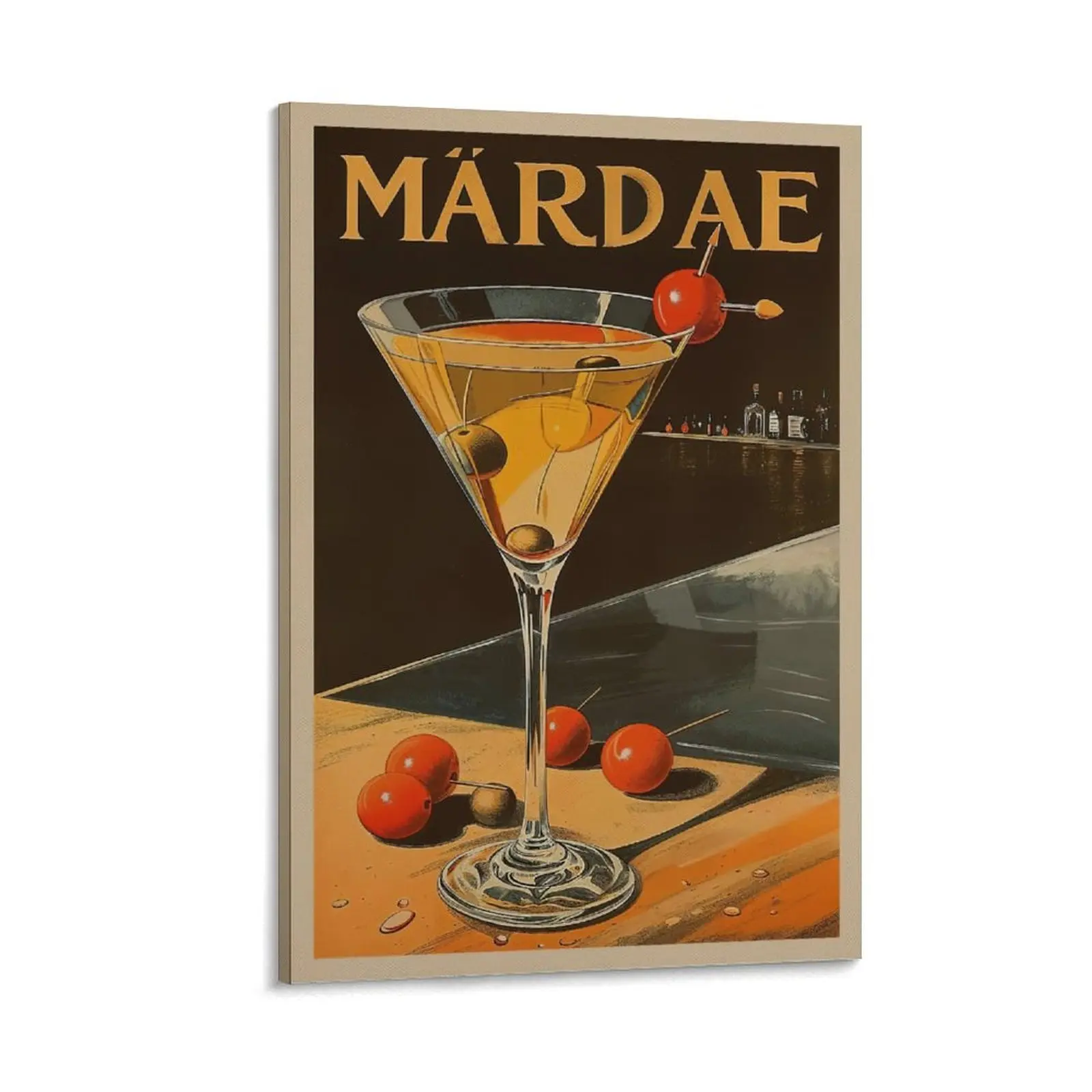 Vintage Martini Cocktail Poster - French Bartending Wall Art, Retro Drinks Canvas Print for Kitchen, Bar, And Club Decor Canvas Poster Bedroom Decor Sports Landscape Office Room Decor Gift Frames Ornaments Artistic Decoration Photo