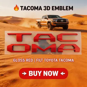 3D Tailgate Letters for Toyota Tacoma 2024-2026 |   Red Emblem |   No-Drill Peel & Stick |   Weatherproof