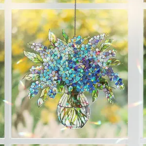 Forget-Me-Not Bouquet Hologram Window Hanging: Acrylic Suncatcher