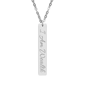 Engraved Vertical Bar Necklace — Personalized Name & Script Pendant