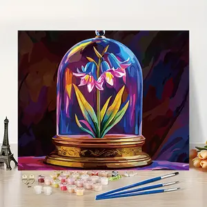 1Pc Magical Bluebells in Glass Cloche DIY Paint by Numbers 16x20 Inch Unframed Acrylic Coloring Dreamy Magical Fresh Style Living Room Bedroom Bay Window Decor + Birthday/Literary Enthusiast/Holiday Gift Hit