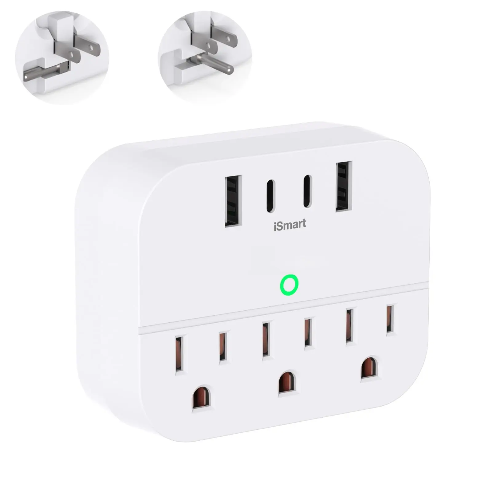 Cruise Ship Essentials Power Strip – Foldable Plug, 3 Outlets + USB-C, No Surge Protector, Japan Plug Adapter (Travel Essential)
