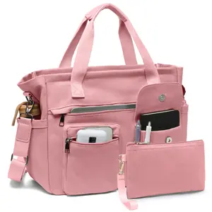 2Pcs/Set Large Canvas Tote Bag for Women, Laptop Work Bags Crossbody Shoulder Hobo Messenger Handbag Purse Travel Gym Totes