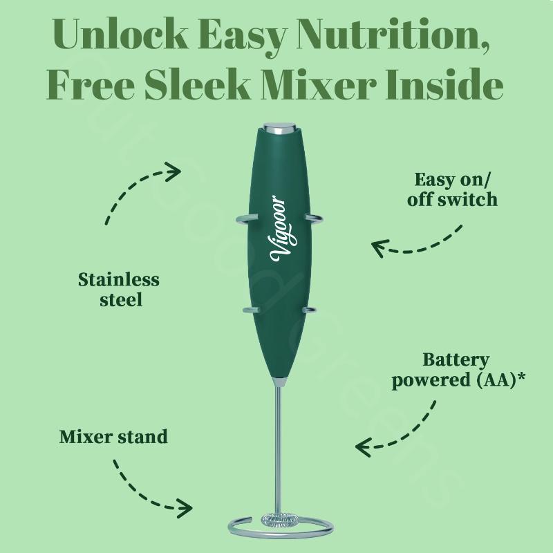 Vigooor New Upgrade, Green Superfood Powder - Digestive Support, Intestinal Health, Relieve Bloating, Contains Probiotics and Antioxidants, No Added Sugar, No Additives, 240 oz Can, One Scoop is about 8 oz, 30 Days, Blender Included (Battery Not Included)