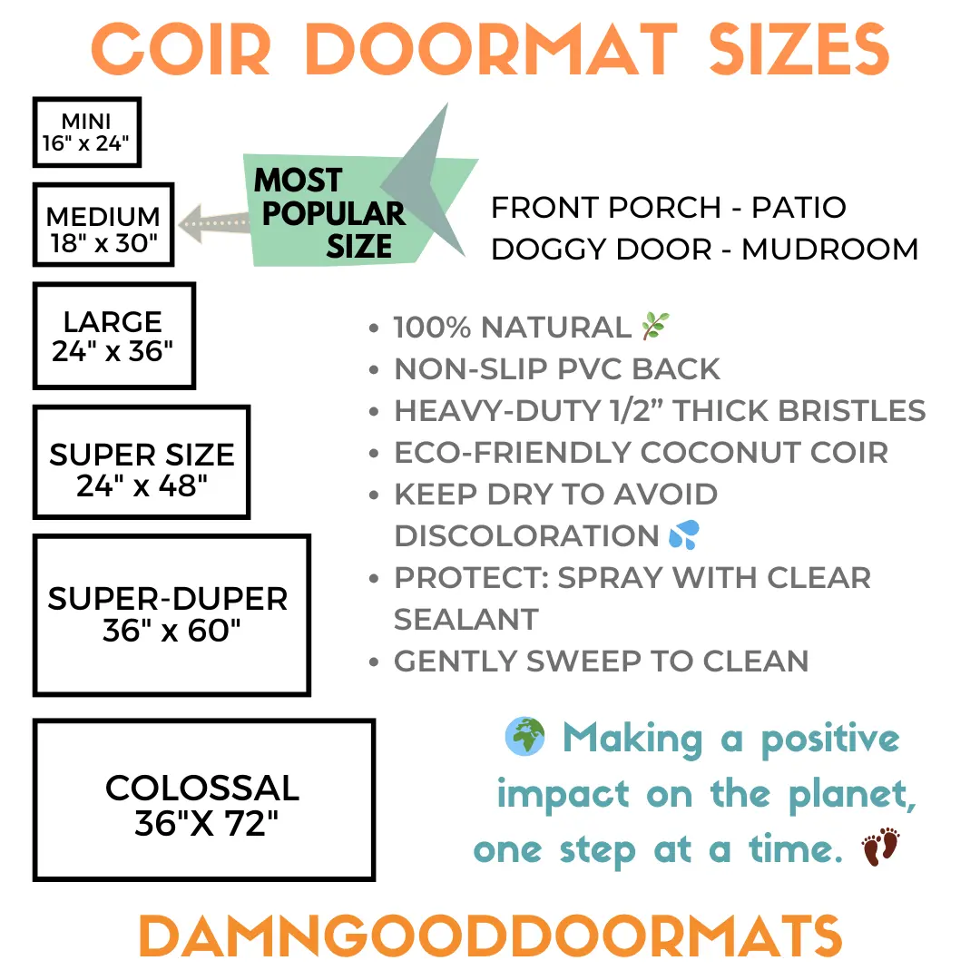 USA MASTER + Coir Door Mat + Eco-Friendly All-Natural Coconut Coir or All-Weather Welcome Mat with Non-Slip Feature
