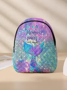 Mermaid Pattern Backpack, Lightweight Durable Bookbag with Lunch Pocket, Cute Student Backpack for Elementary Middle College