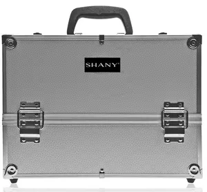SHANY Essential Pro Makeup Train Case Cosmetic Box Portable Makeup Case Cosmetics Beauty Organizer Jewelry storage with Locks , Multi Compartments Makeup Box and Shoulder Strap