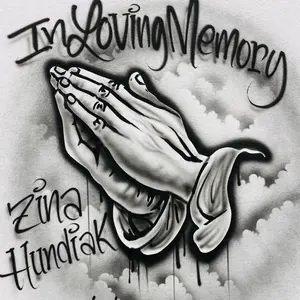 Airbrush Rest in Peace, Praying Hands Memorial T Shirt