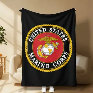 USMC Eagle Globe Anchor Throw Blanket, Semper Fidelis Patriotic Fleece for Veterans, Marine Corps Inspired Blanket, Perfect for Memorial Day, 4th of July & Veterans Day Gifts for Men , Dad, Friends ，Veterans Day Gifts ,Fathers Day Gifts