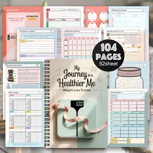 1 set of stylish weight loss diary and planner - without date-based diet and fitness trackers, featuring a diary, progress charts, meal plans, exercise logs, weight tracking scale design, suitable for both women and men, compact daily health organizer (pa