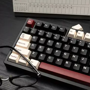 160 Keys Rome Theme Keycap PBT Double Shot Keycap Set, Black and Brownish Yellow Custom Keycaps, Retro Keycaps for 61/64/68/84/87/100/104/108 Mechanical Keyboard