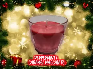 Peppermint & Caramel Macchiato Scented Candle in Crystal Glass