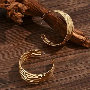 Lxalry Wave Prism Gold Hoop Earrings, Recycled Metal Jewelry with Eco-Conscious Craftsmanship, Hypoallergenic Statement Gift for Day to Night Glamour