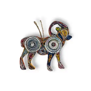 Loving Nature Mountain Goat Paper Ornament, Handmade from Magazine