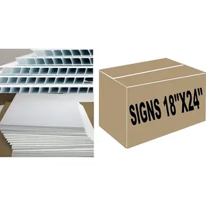 Yard Signs 20 Pack, Blank Signs (White) 18 x 24 inch 4mm Corrugated Plastic Sign Board, Bundles Pieces Ship same Day (20SIGNS18X24)
