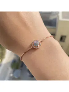 Silver Plated Planet & Star Bracelet for Women, Dainty Saturn Charm Bracelet with Blue Opal & Cubic Zirconia, Adjustable Celestial Jewelry Gift, Adjustable Bracelets