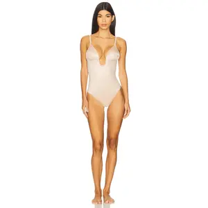SPANX Shape Suit Your Fancy Plunge Low-back Bodysuit in Champagne Beige
