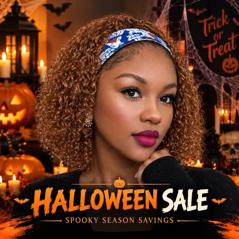 Ronashow Women's Curly Human Hair Headband Bob Wig - 8-18in Unprocessed Human Hair Wig, Glueless Ready-to-Wear, Adjustable Breathable Full Machine-Made No-Lace, Natural Color for All Skin Tones