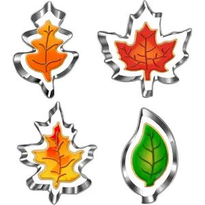 Fall Leaf Cookie  Set-4 -Maple, Oak Leaf-Diswasher Safe-Fall Holiday Cookie Cutters Shapes for Baking