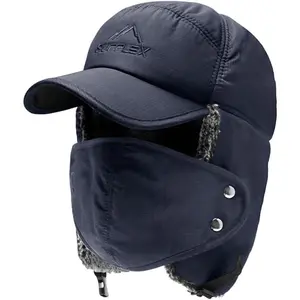 ayamaya Ushanka Trapper Hat - Windproof Aviator Hats Winter Baseball Cap with Face Mask Earflaps for Men and Women Adjustable Hat Sports Hat