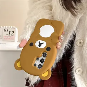 Soft Silicone 3D Cute Bear Candy Color Case For Samsung Galaxy S25 S24 Ultra S23 Plus Lens Protection Shockproof Bumper Cover