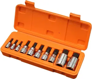 XZN Triple Square Spline Bit Socket Set, 10 count, Metric sized, M4 - M18 Set,  chrome vanadium Alloy Steel, with Molded Case