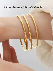 Stainless Steel Glossy Bangle, Fashionable Bangle, Unisex Casual Jewelry Gift, Durable Daily Accessory Suitable for All Occasions