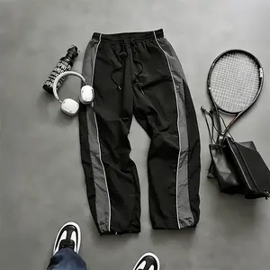 Men’s summer straight-leg loose pants — fashionable street-style casual drawstring jogger sweatpants