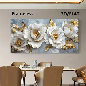 Wooden Framed Canvas Painting2D/ Flat 1 piece Modern Golden Heart Decorative Painting Bedroom Living Room Hanging Painting Borderless Art painting Wrapped in canvas