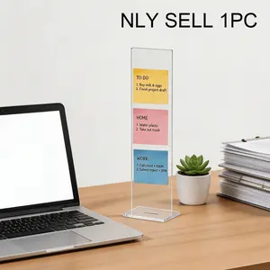 Detachable Transparent Acrylic Memo Board with Stand, Computer Screen Memo Clip, Message Board, Office Desktop Accessory