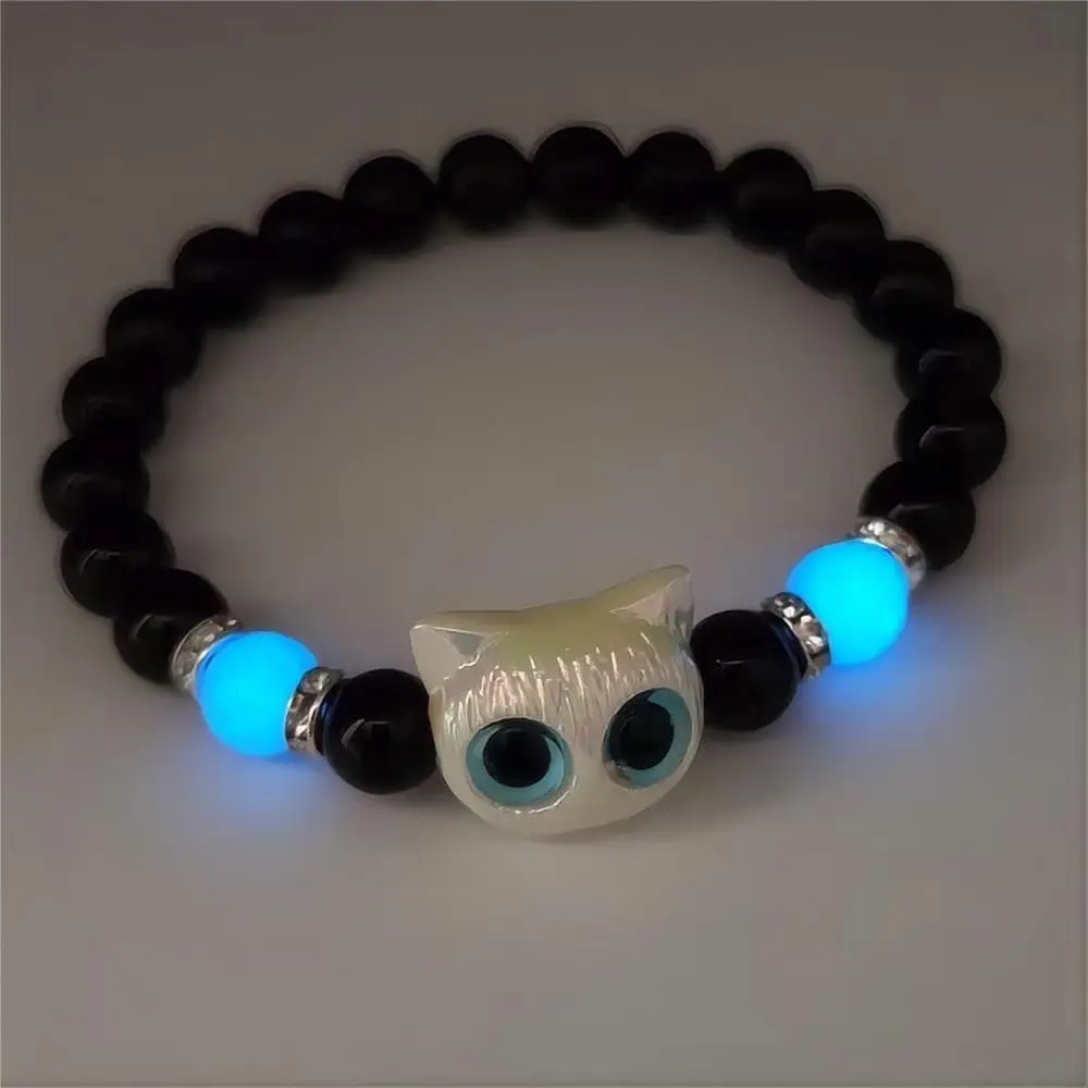 Nocturnal white cat blue eyed bracelet