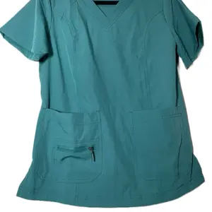 Teal Medium Scrub Uniform Set with V-Neck, Short Sleeves, and Pockets for All Seasons