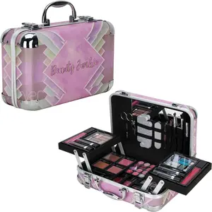 Ver Beauty Makeup Gift Set Travel Case Box with Makeup & Tools Included – 2 Extendable Trays & Mirror - Beauty Junkie  Cosmetic Storage Handle